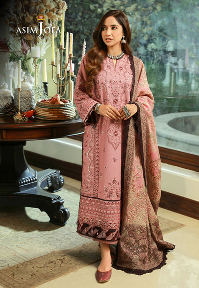 Asim Jofa 3 Piece Custom Stitched Suit - Pink - LB285090