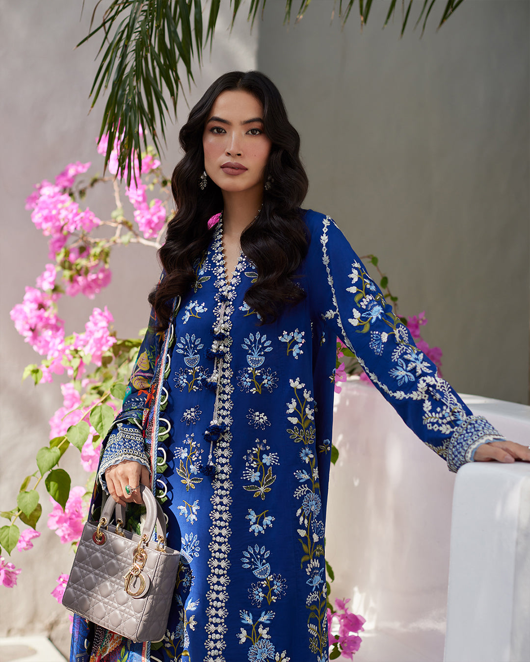 Faiza Saqlain 3 Piece Custom Stitched Suit - Blue - LB286672