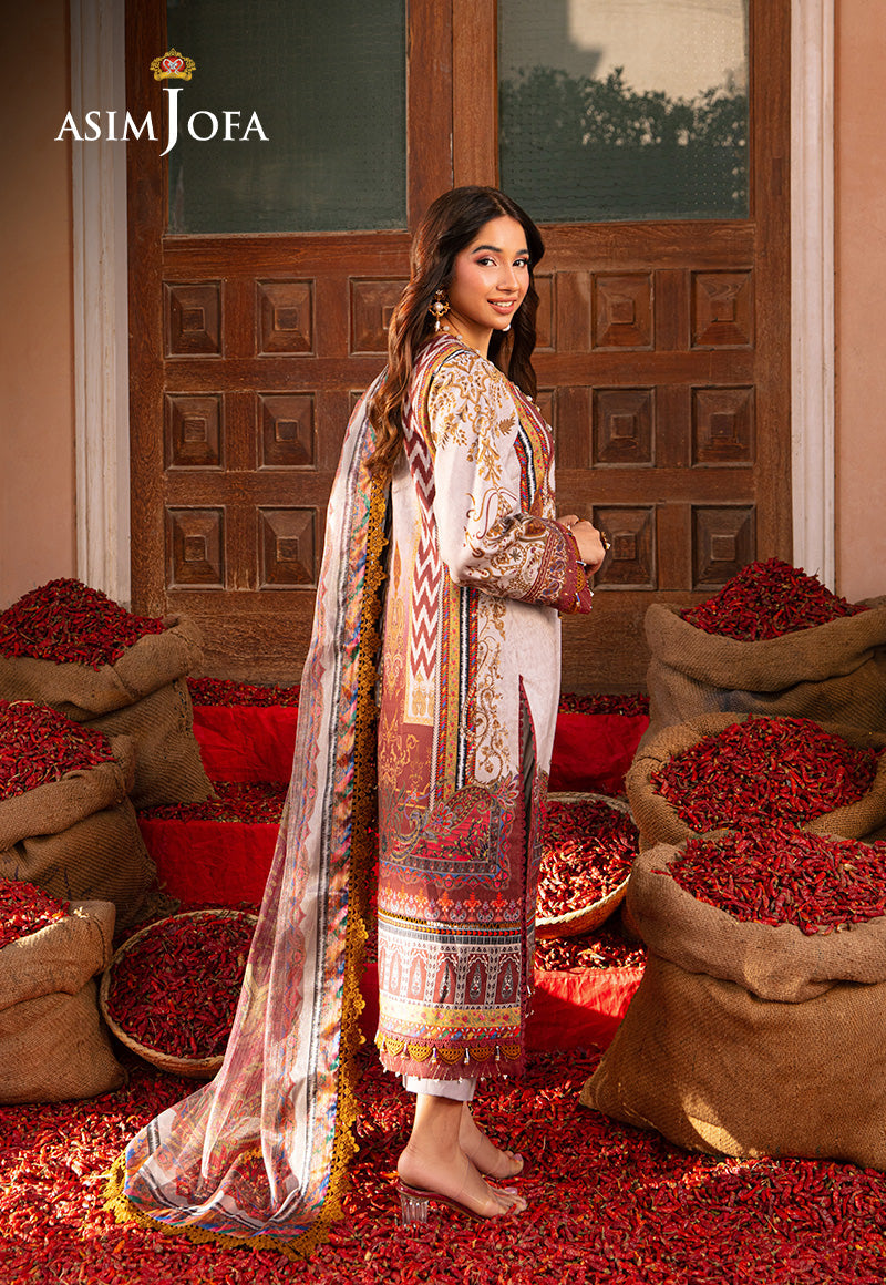 Asim Jofa 3 Piece Custom Stitched Suit - Beige - LB285883