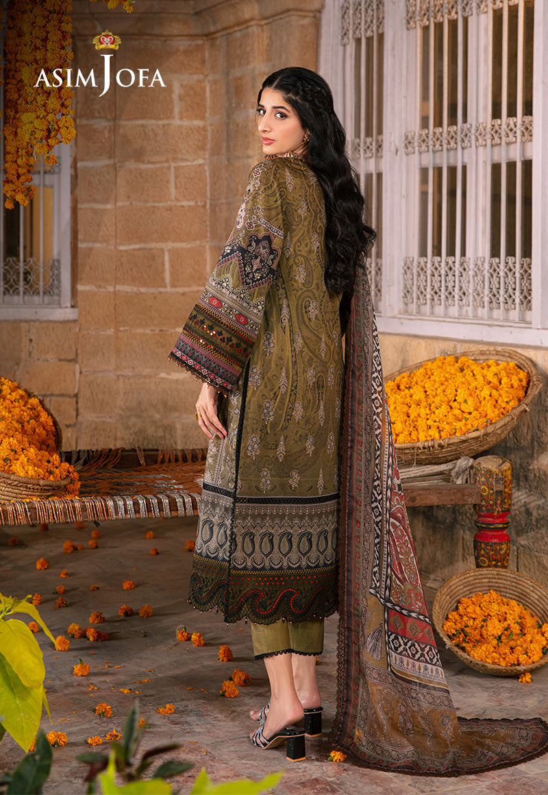 Asim Jofa 3 Piece Custom Stitched Suit - Green - LB285865