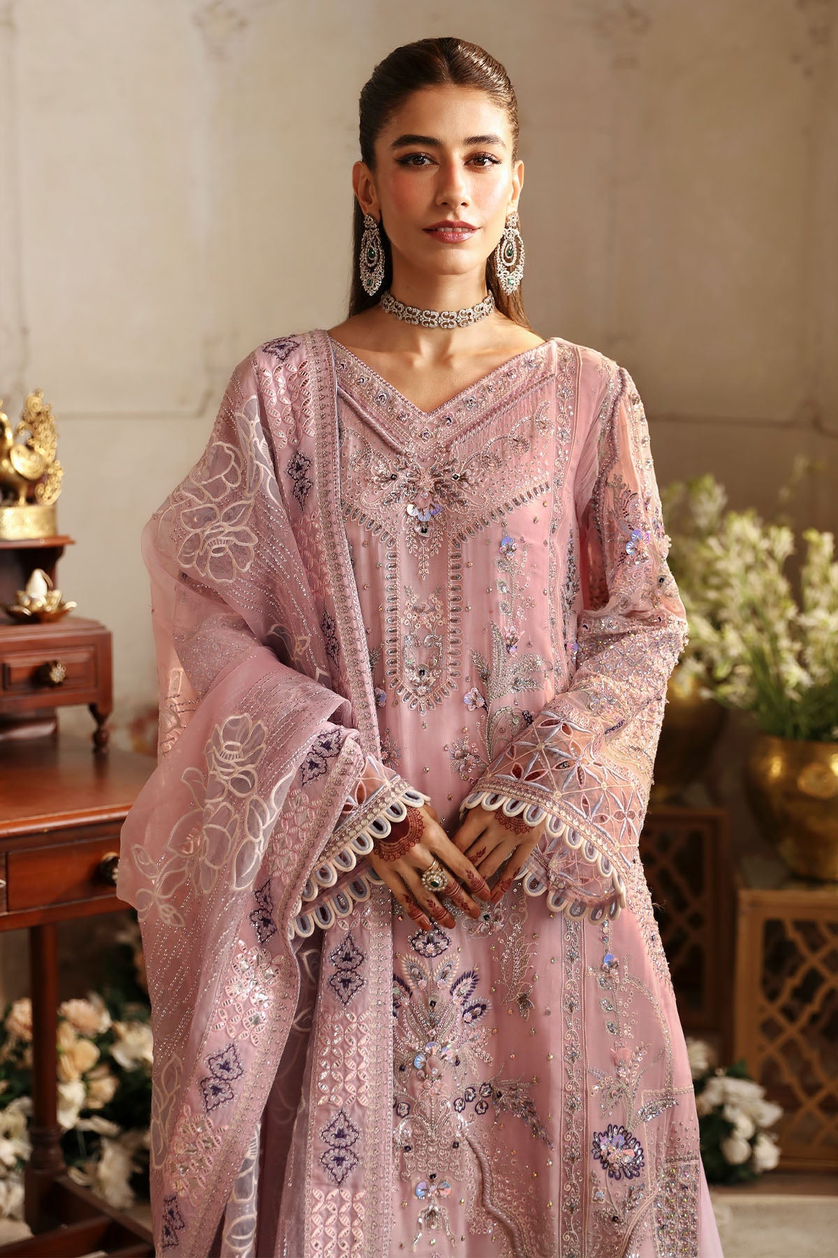 Nureh 3 Piece Custom Stitched Suit - Pink - LB287873