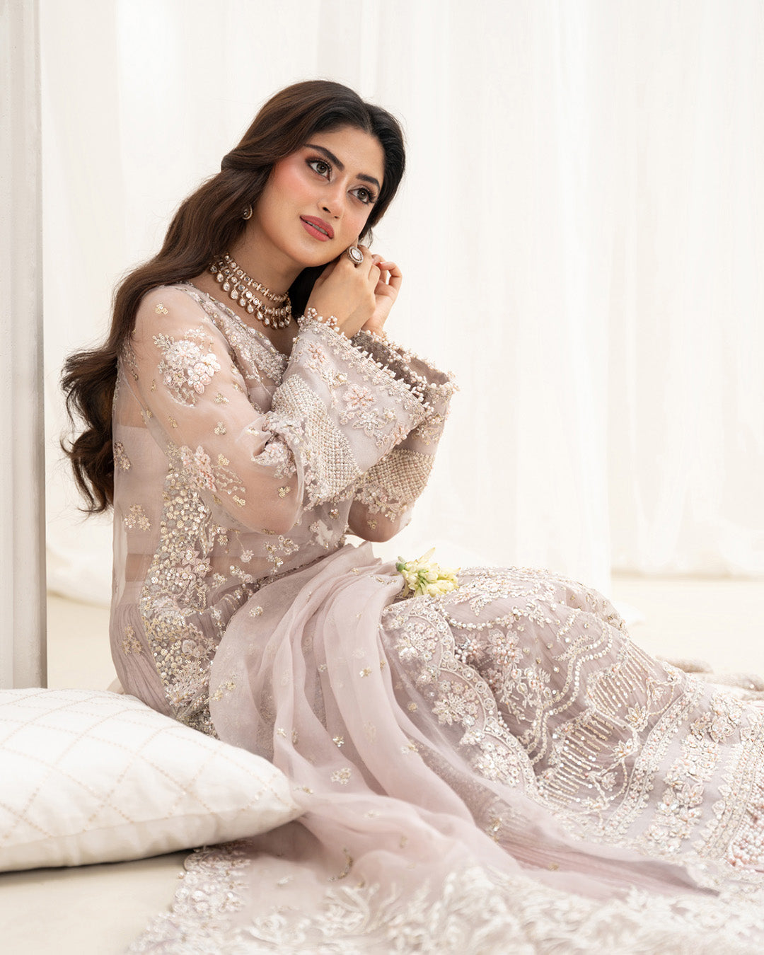 Faiza Saqlain 3 Piece Custom Stitched Suit - Pink - LB31351