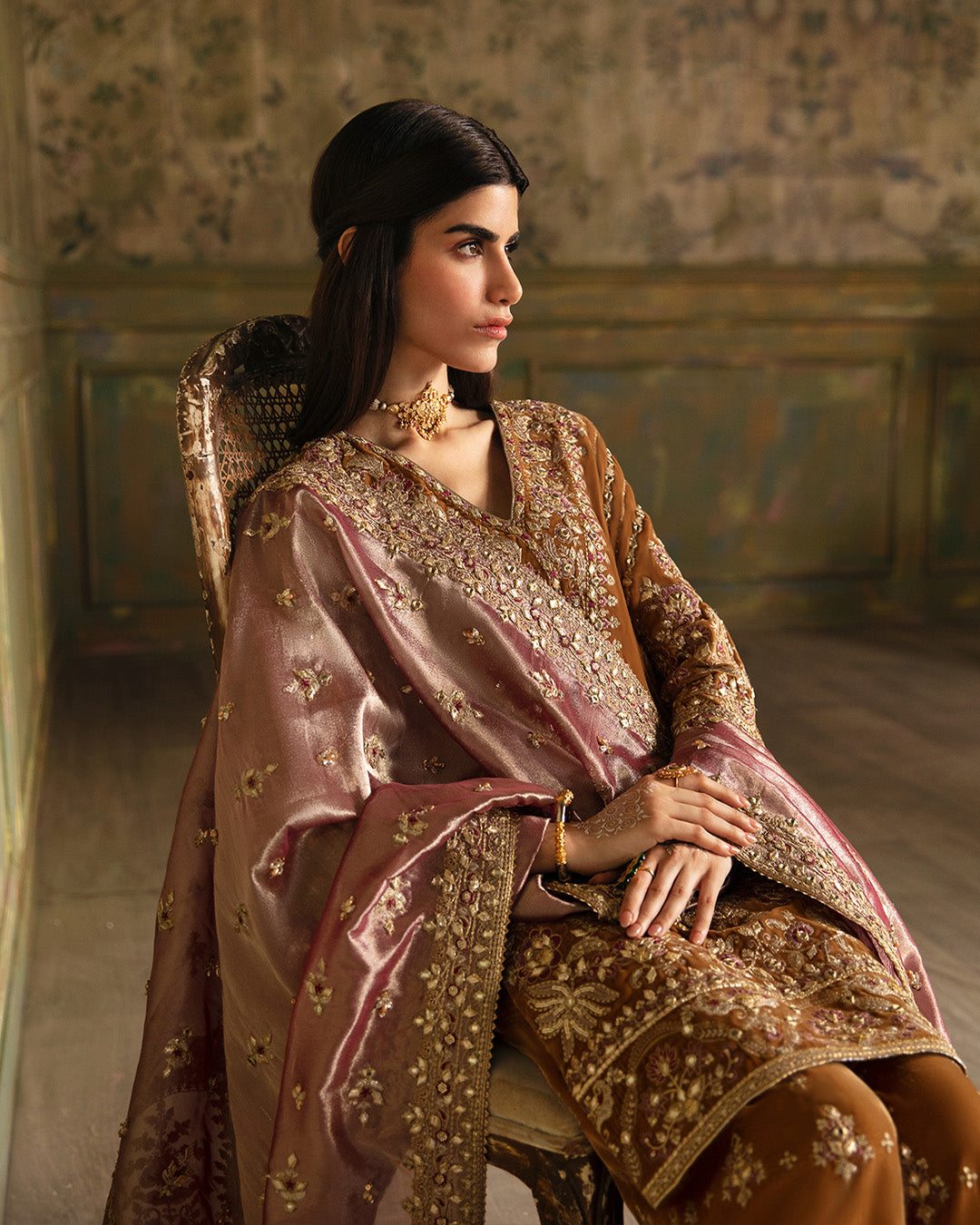 Faiza Saqlain 3 Piece Pret Suit - Mustard - LB289154