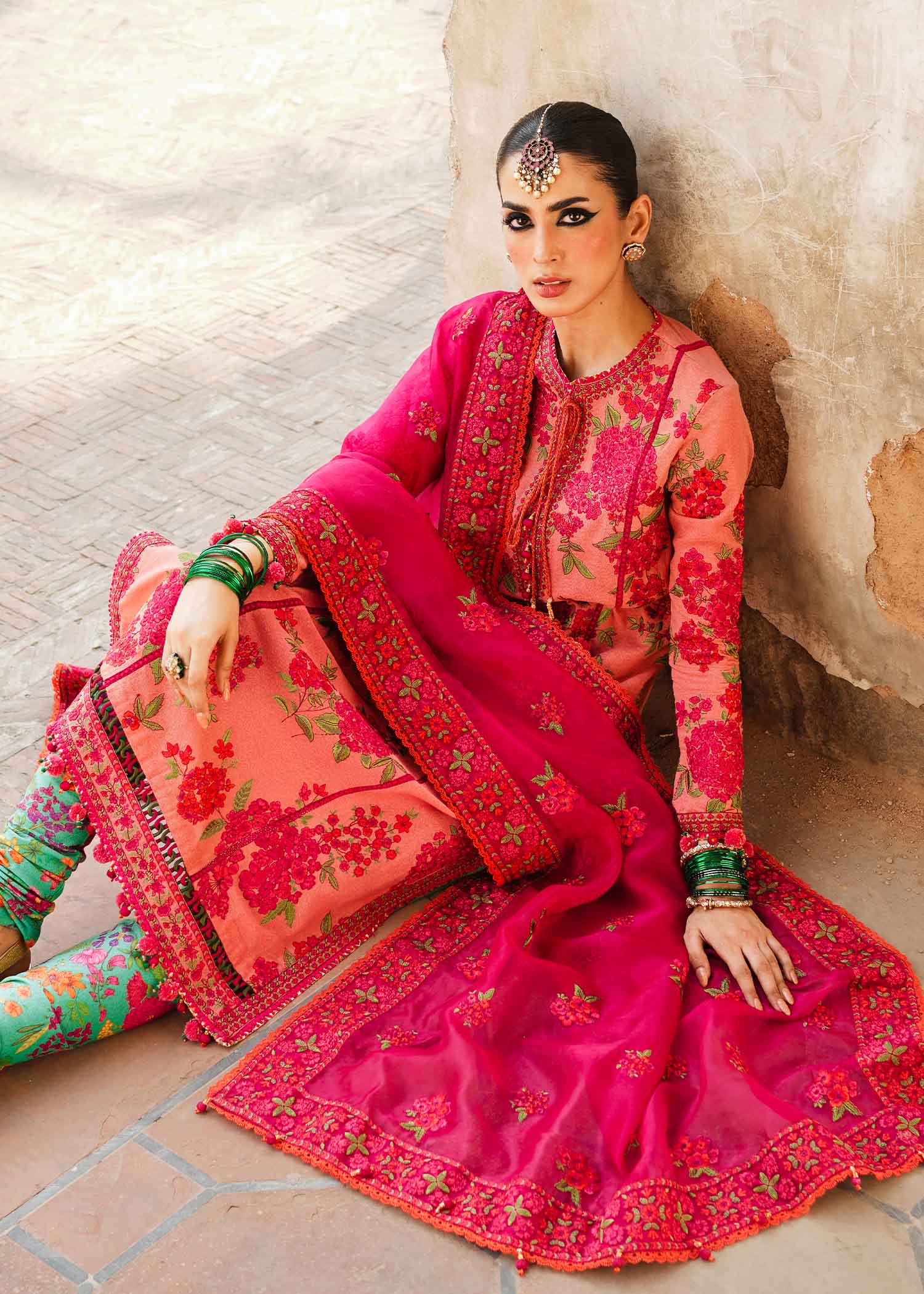 Hussain Rehar 3 Piece Custom Stitched Suit - Pink - LB284351