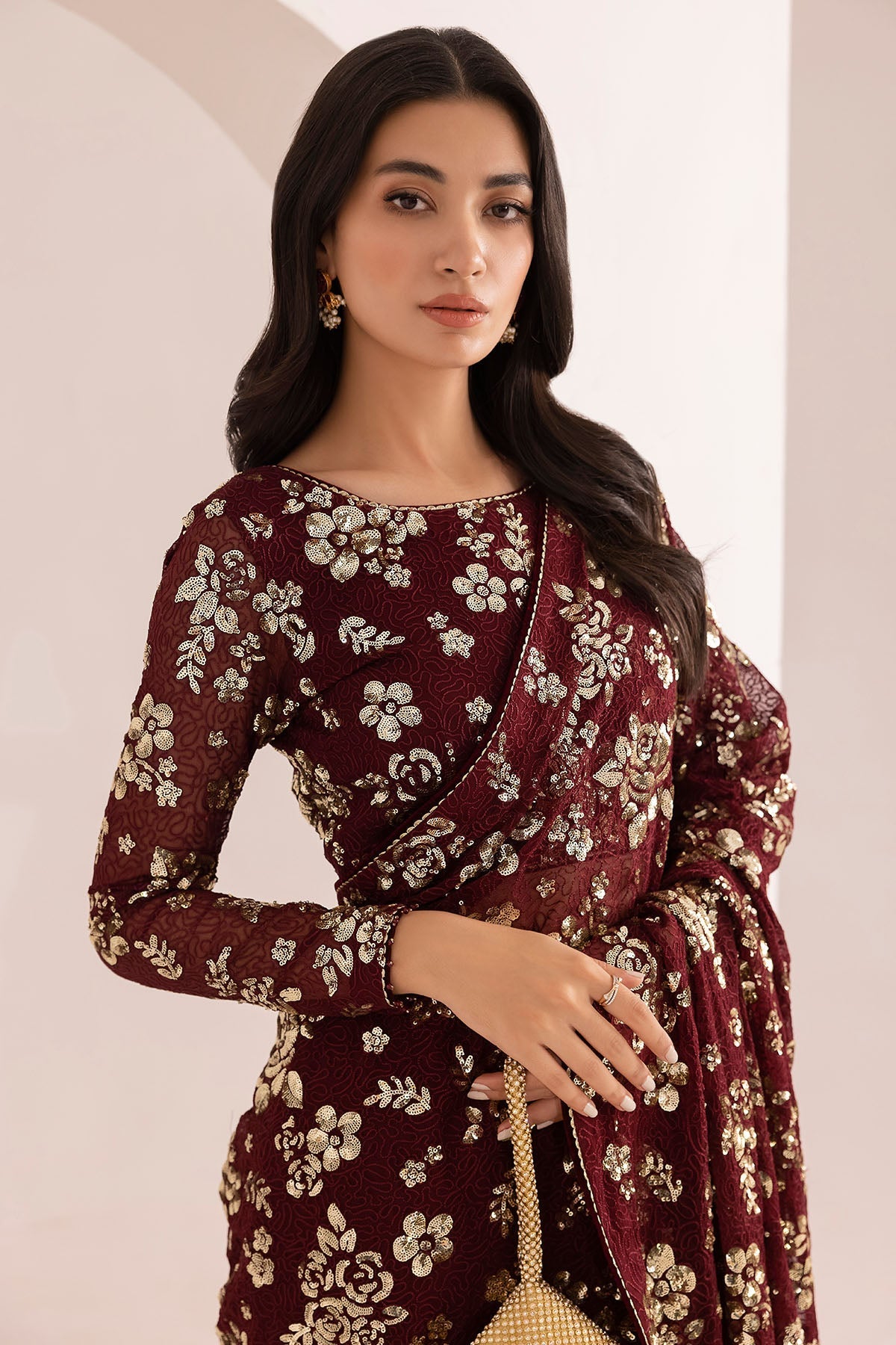 Jazmin 3 piece Custom Stitched Suit - Maroon - LB285417