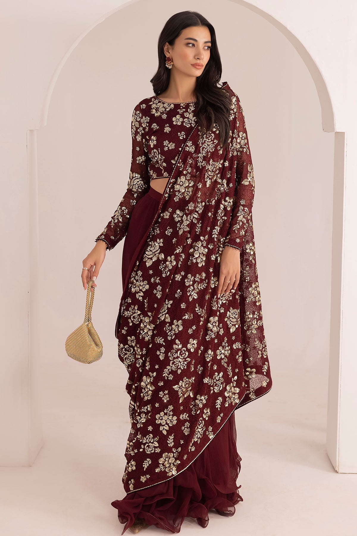 Jazmin 3 piece Custom Stitched Suit - Maroon - LB285417