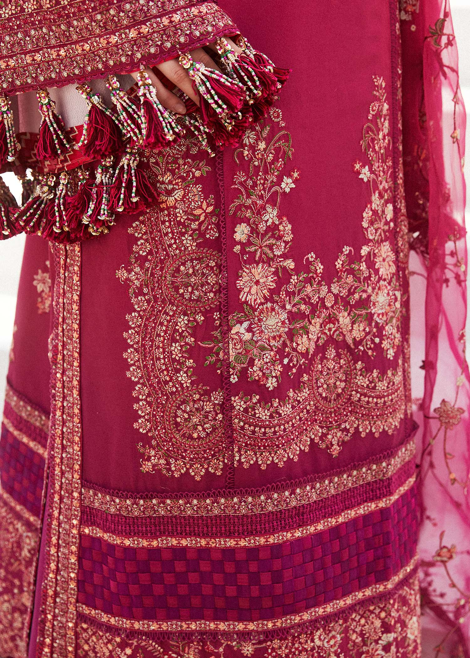 Hussain Rehar 3 Piece Custom Stitched Suit - Pink - LB286574