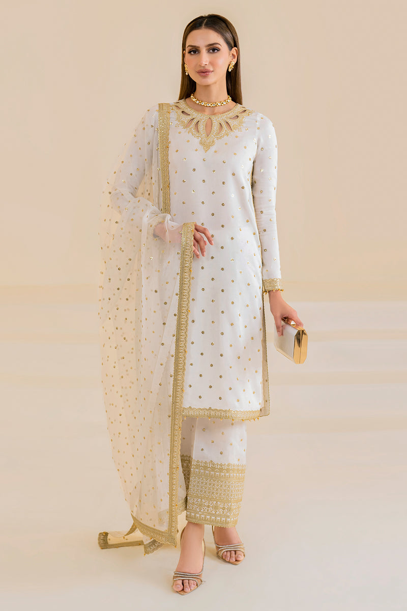 Jazmin 3 Piece Custom Stitched Suit - White - LB287449