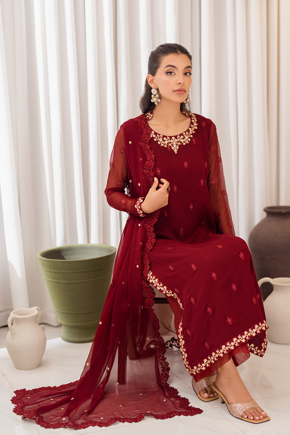 Azure 3 Piece Custom Stitched Suit - Maroon - LB288264