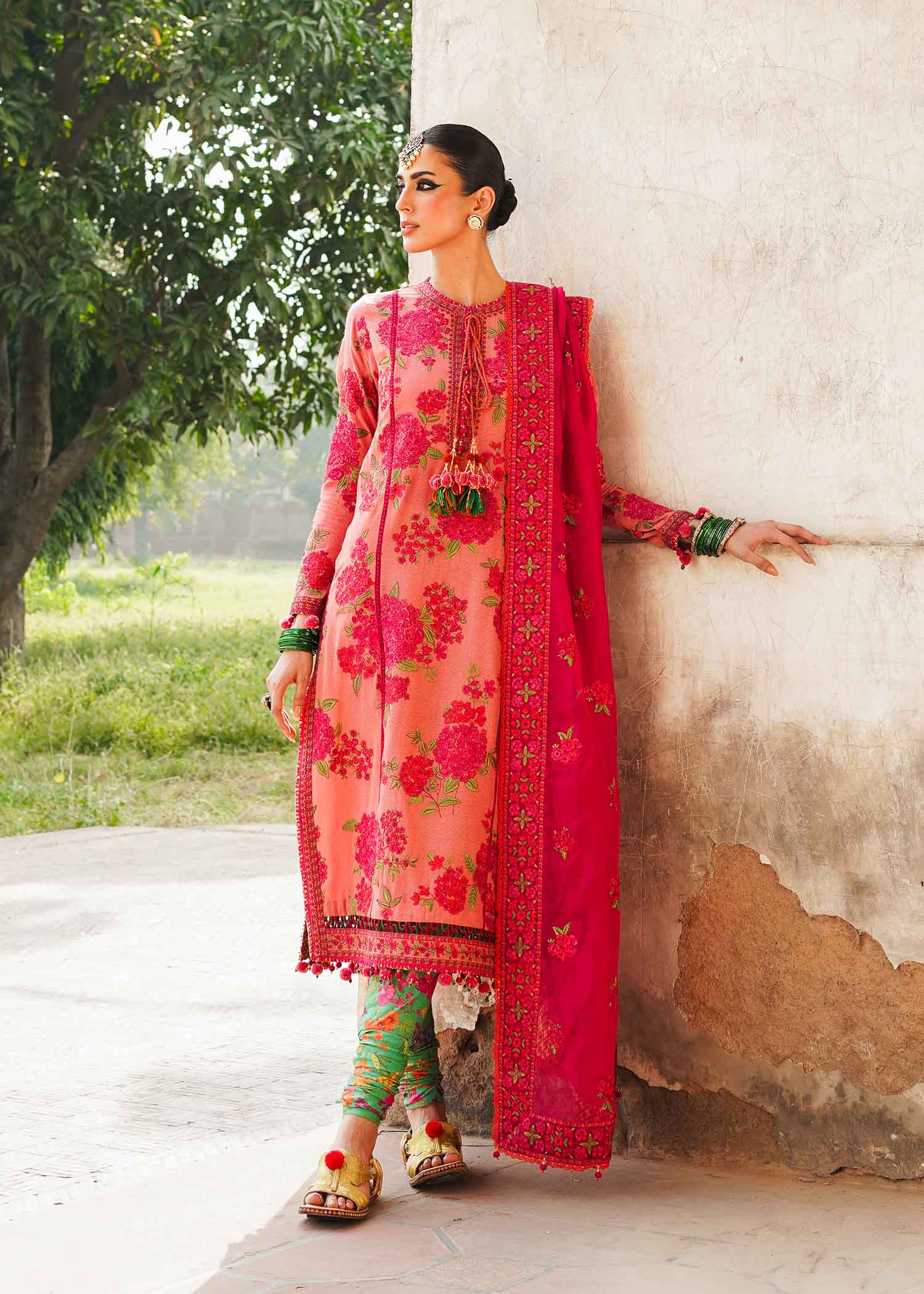 Hussain Rehar 3 Piece Custom Stitched Suit - Pink - LB284351