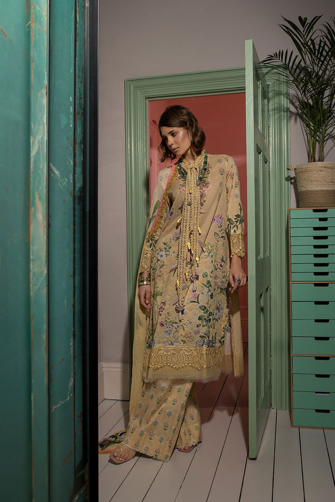 Sobia Nazir 3 Piece Custom Stitched Suit - Yellow - LB285787