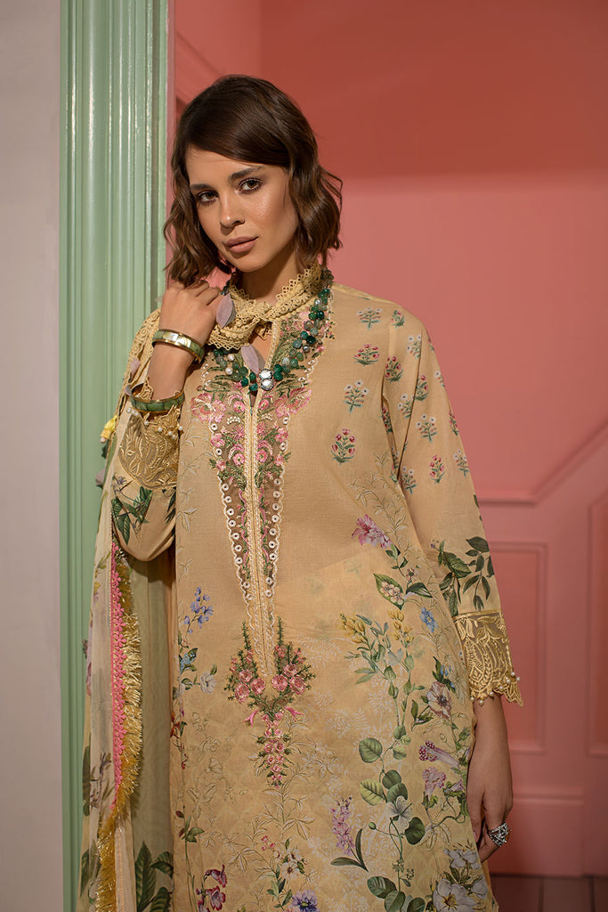 Sobia Nazir 3 Piece Custom Stitched Suit - Yellow - LB285787