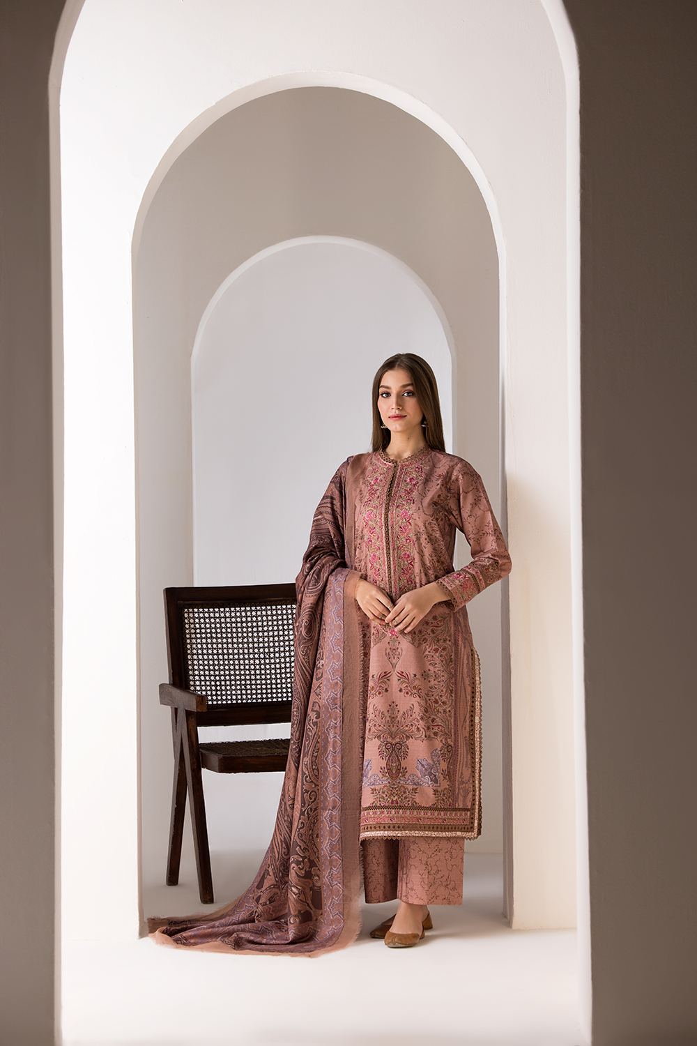 Sobia Nazir 3 Piece Custom Stitched Suit - Beige - LB288907