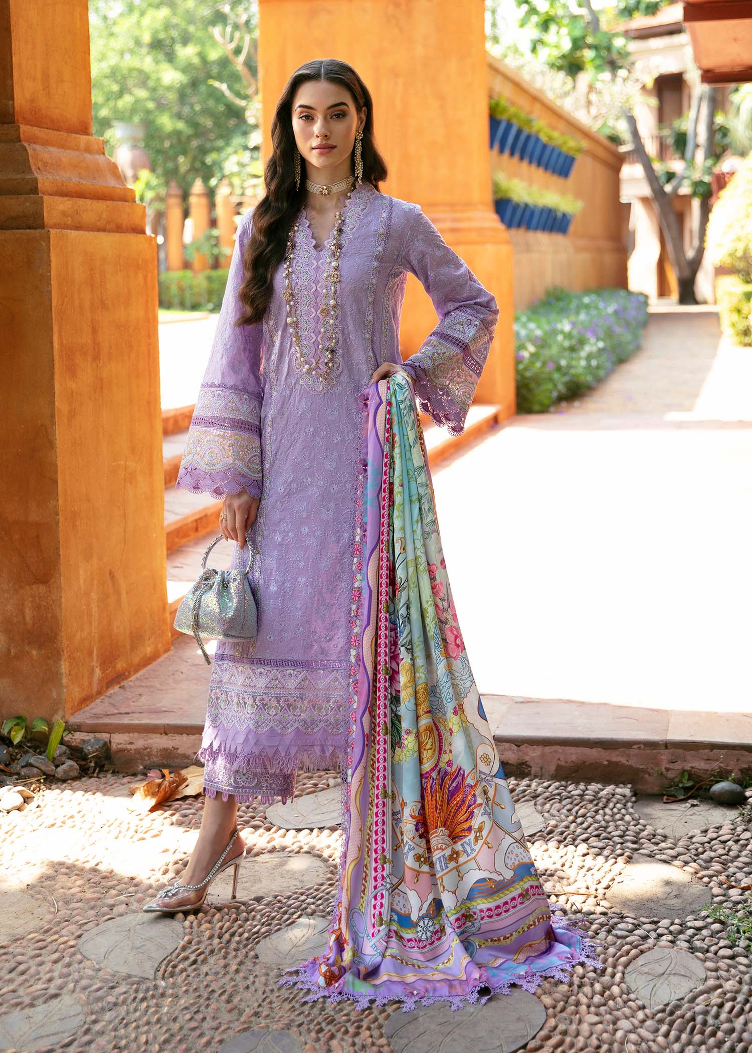 Kanwal Malik 3 Piece Custom Stitched Suit - Purple - LB286490