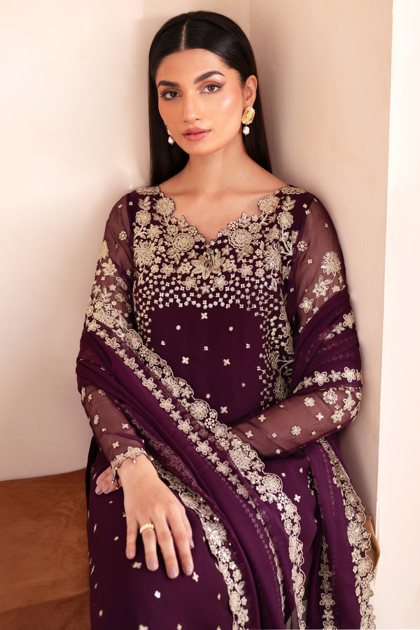 Farasha 3 Piece Custom Stitched Suit - Purple - LB289064