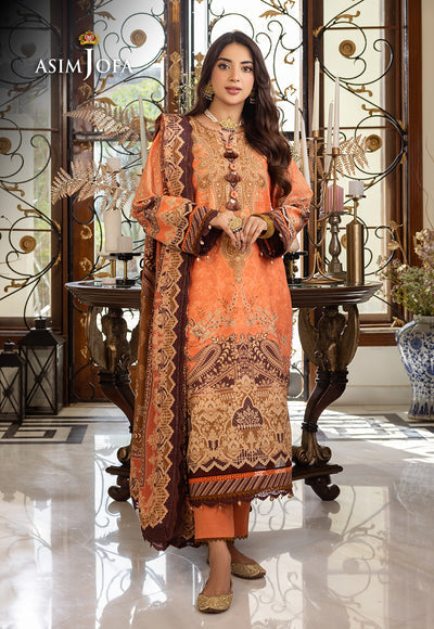 Asim Jofa 3 Piece Custom Stitched Suit - Peach - LB285063