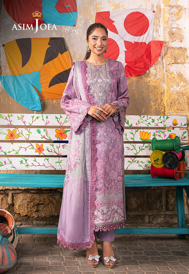 Asim Jofa 3 Piece Custom Stitched Suit - Purple - LB285869