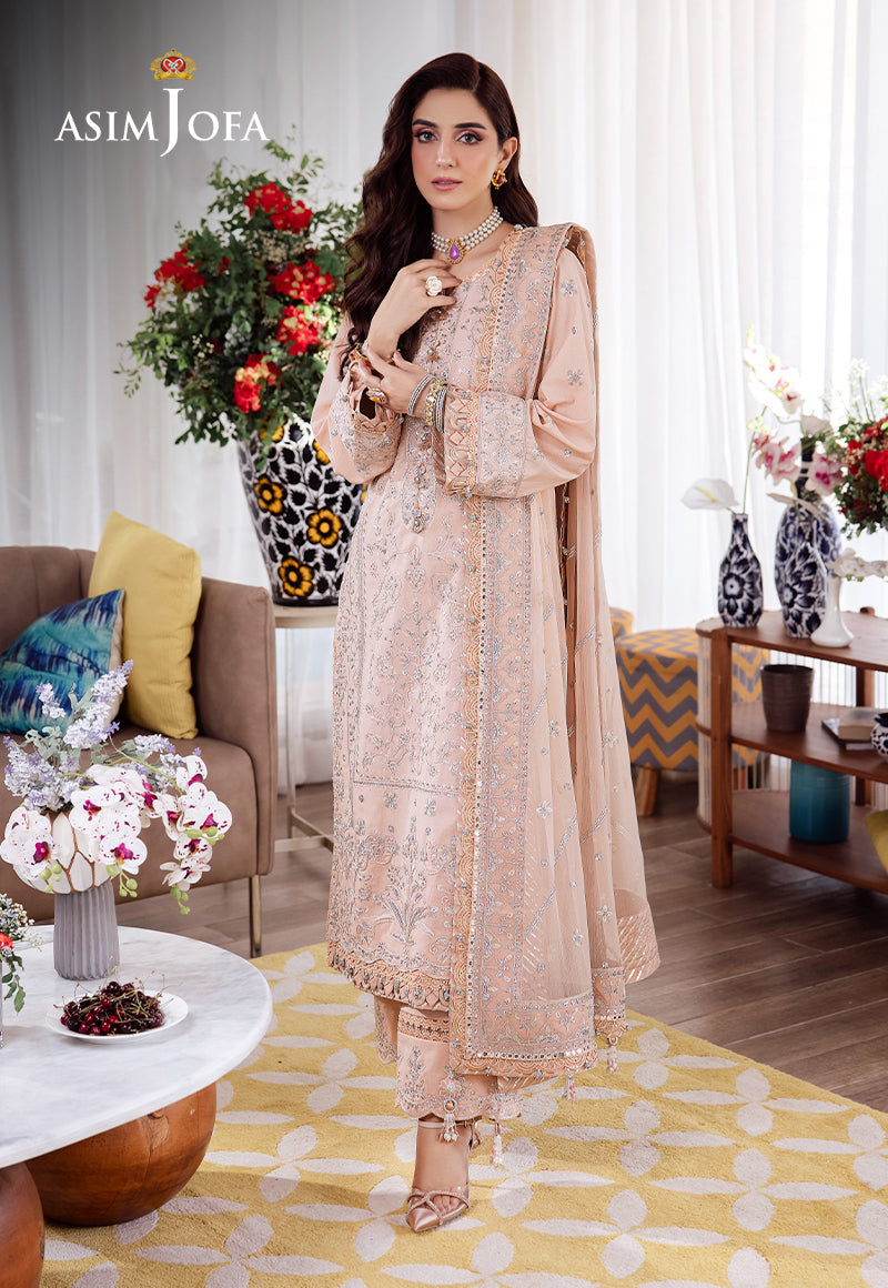 Asim Jofa 3 Piece Custom Stitched Suit - Pink - LB287347