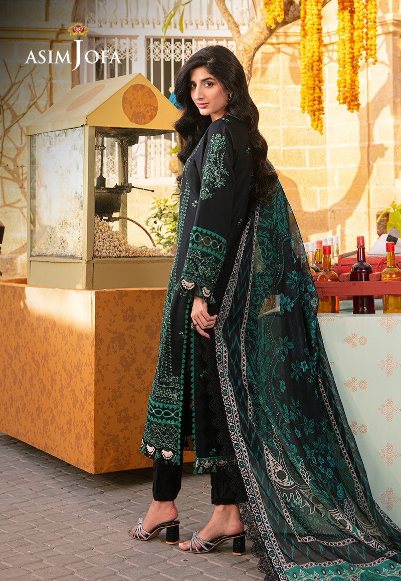 Asim Jofa 3 Piece Custom Stitched Suit - Black - LB285878