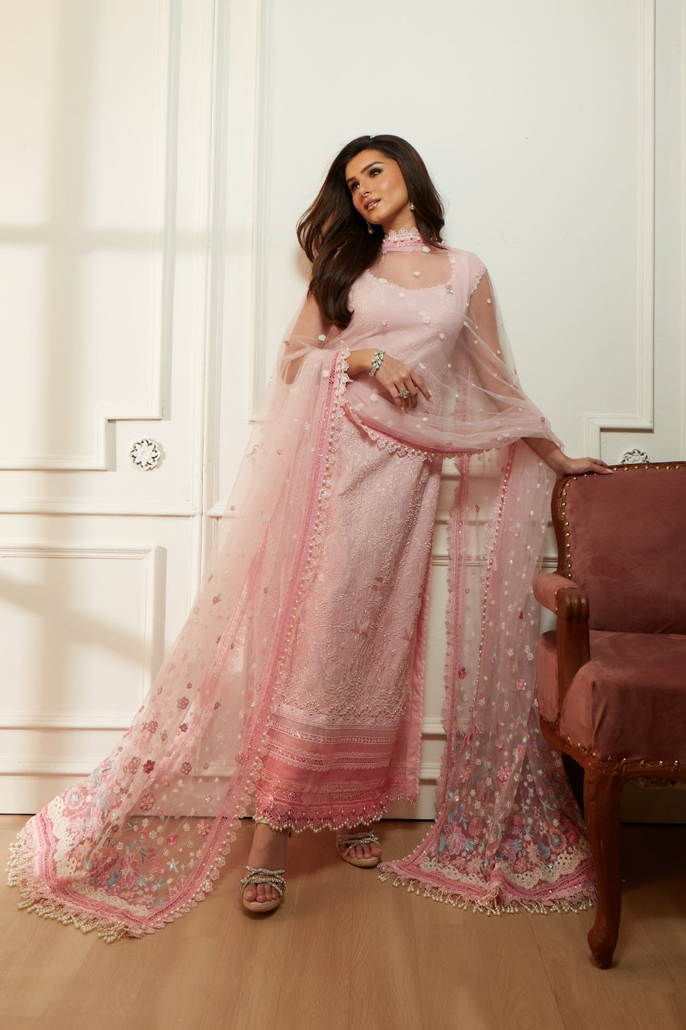 Sobia Nazir 3 Piece Custom Stitched Suit - Pink - LB31227
