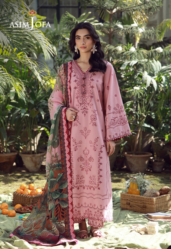 Asim Jofa 3 Piece Custom Stitched Suit - Pink - LB31641