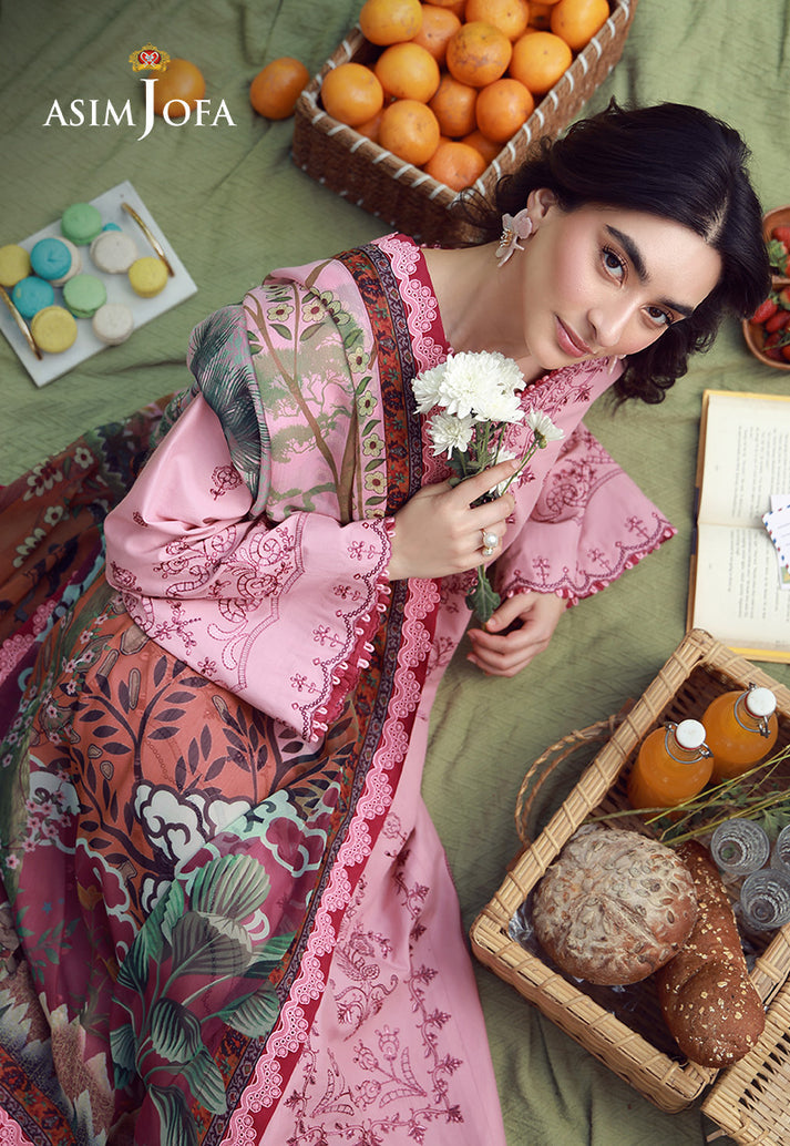 Asim Jofa 3 Piece Custom Stitched Suit - Pink - LB31641