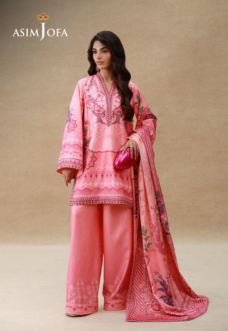 Asim Jofa 3 Piece Custom Stitched Suit - Pink - LB31257