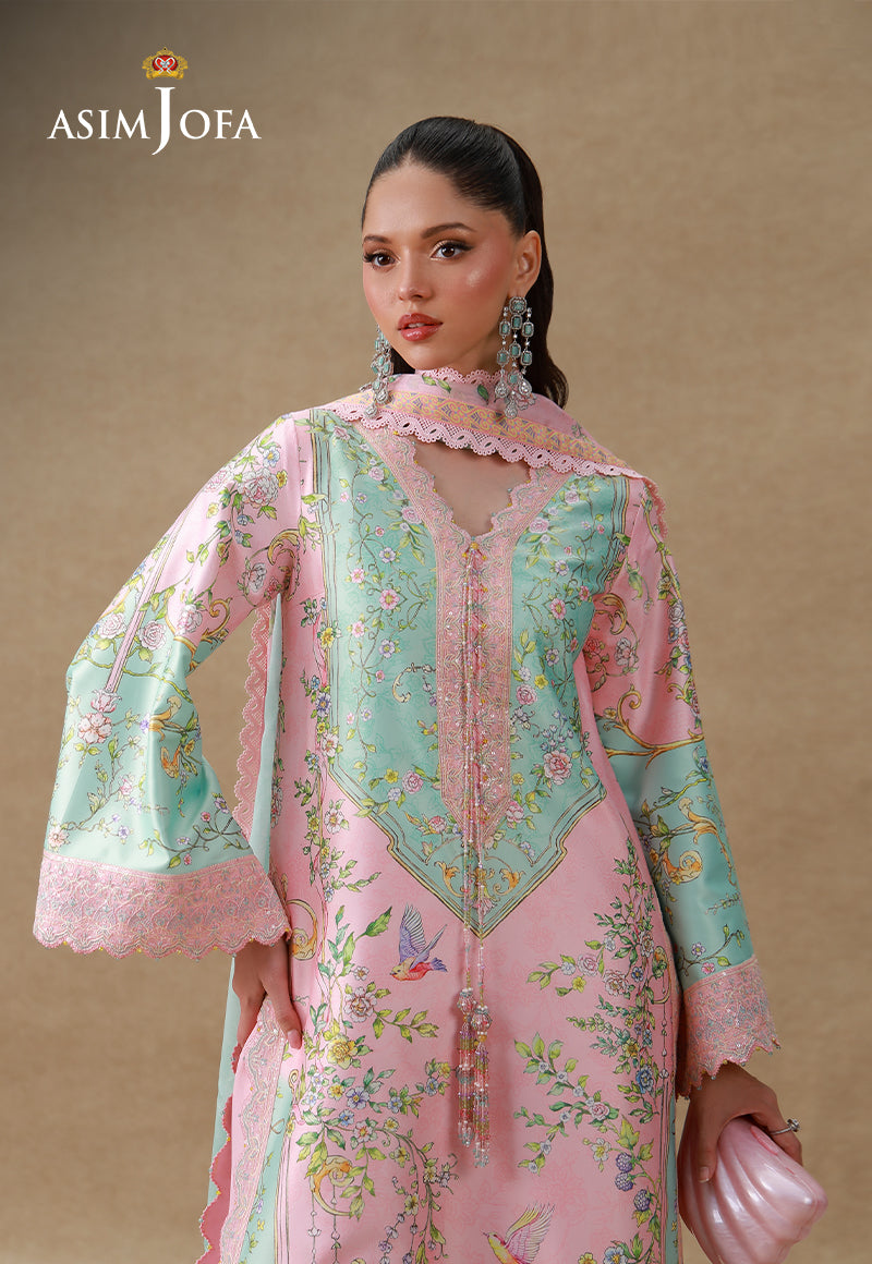 Asim Jofa 3 Piece Custom Stitched Suit - Pink - LB31252
