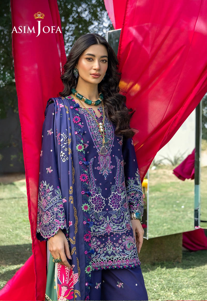 Asim Jofa 3 Piece Custom Stitched Suit - Blue - LB31484