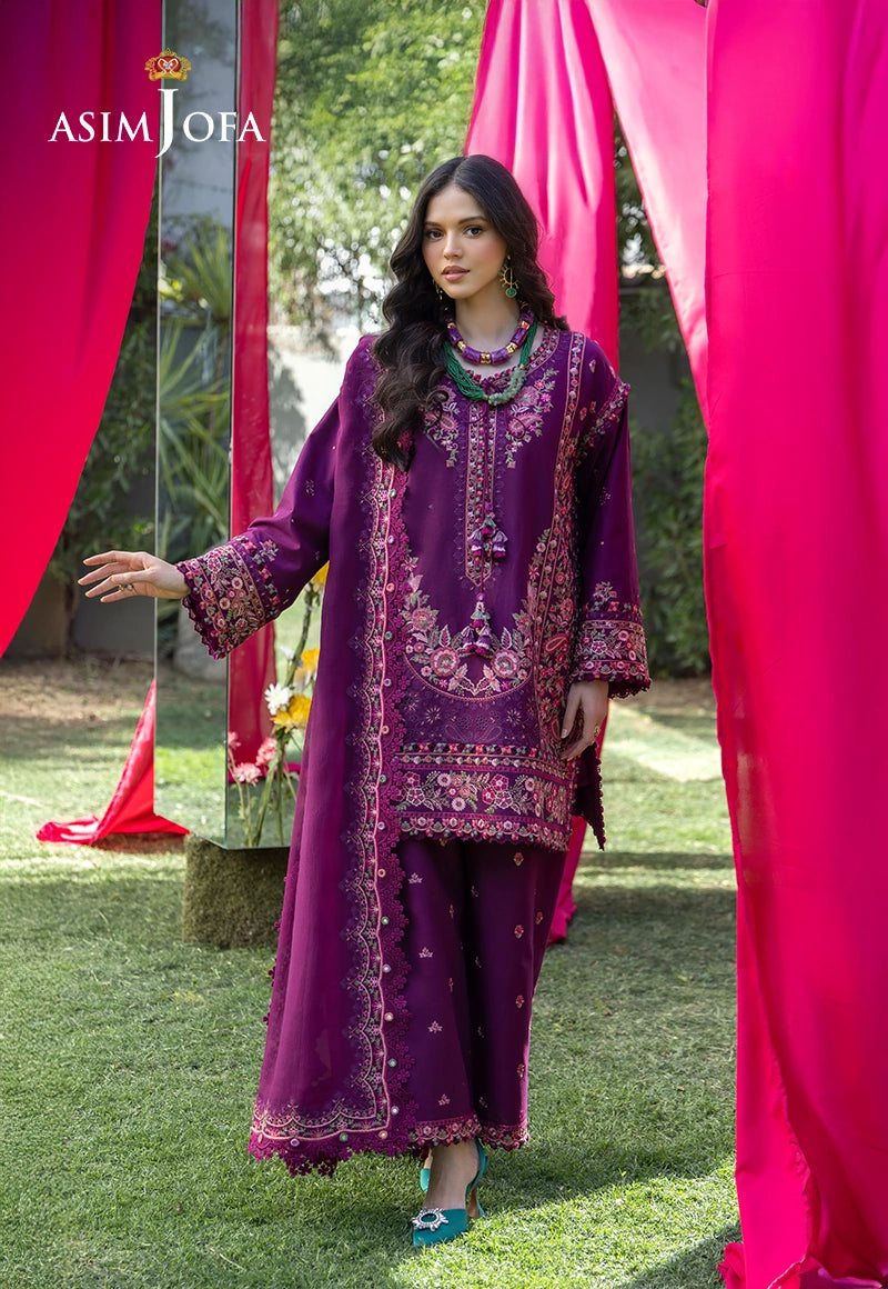 Asim Jofa 3 Piece Custom Stitched Suit - Purple - LB31490