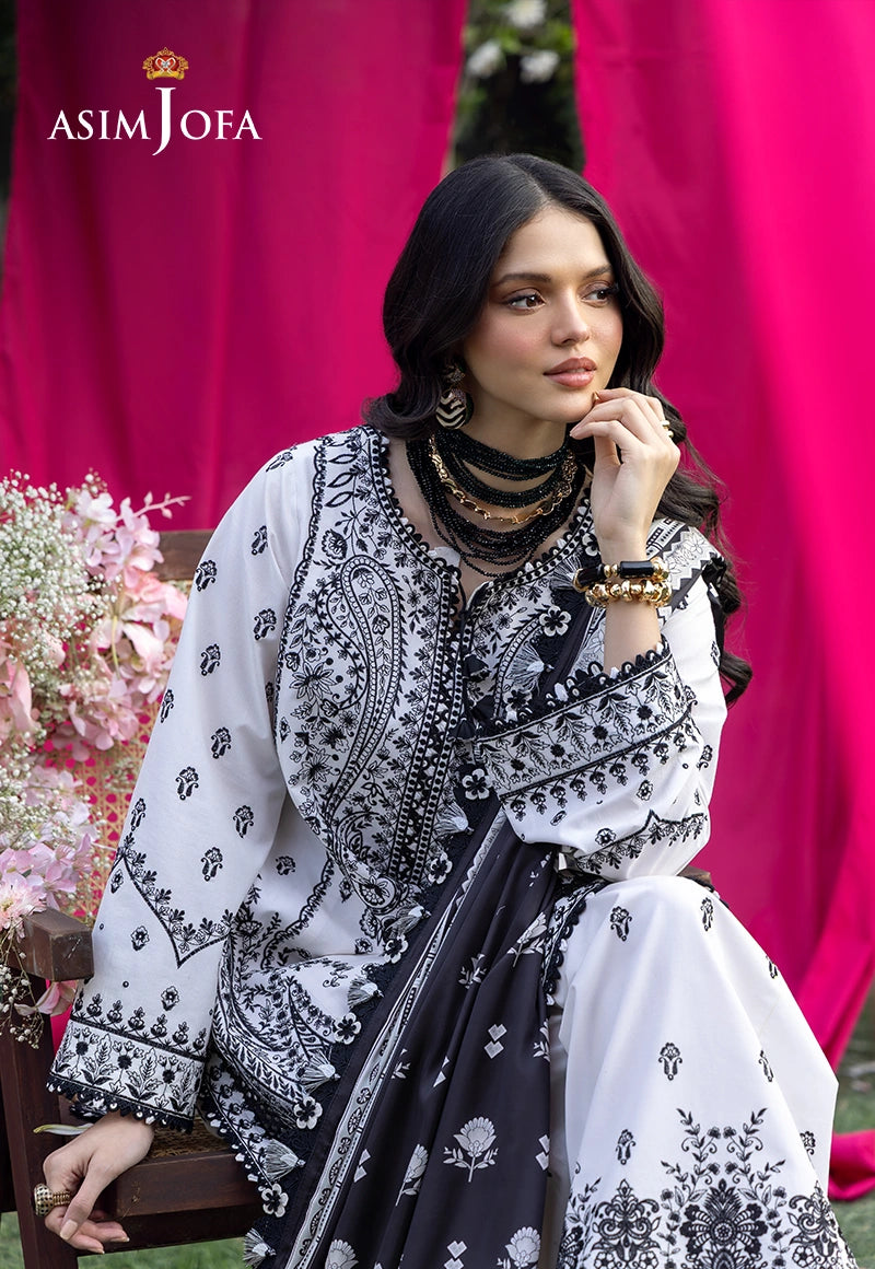 Asim Jofa 3 Piece Custom Stitched Suit - Ivory - LB31491