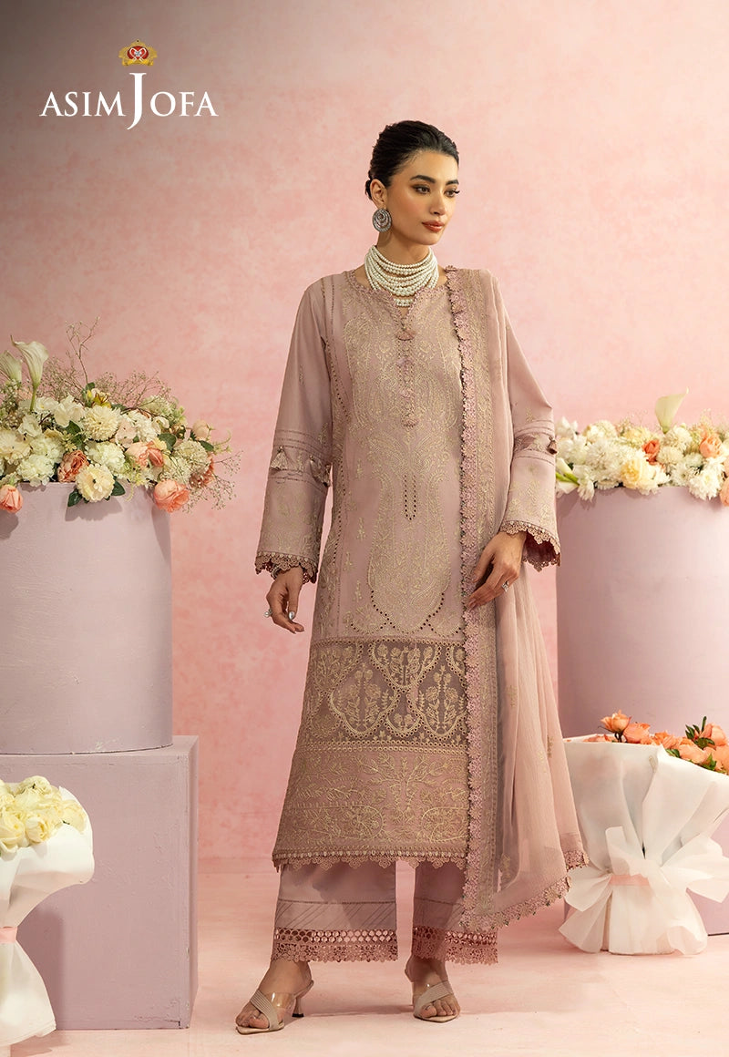 Asim Jofa 3 Piece Custom Stitched Suit - Pink - LB31488
