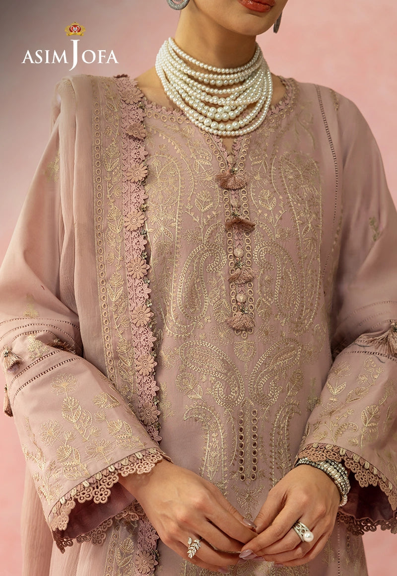 Asim Jofa 3 Piece Custom Stitched Suit - Pink - LB31488