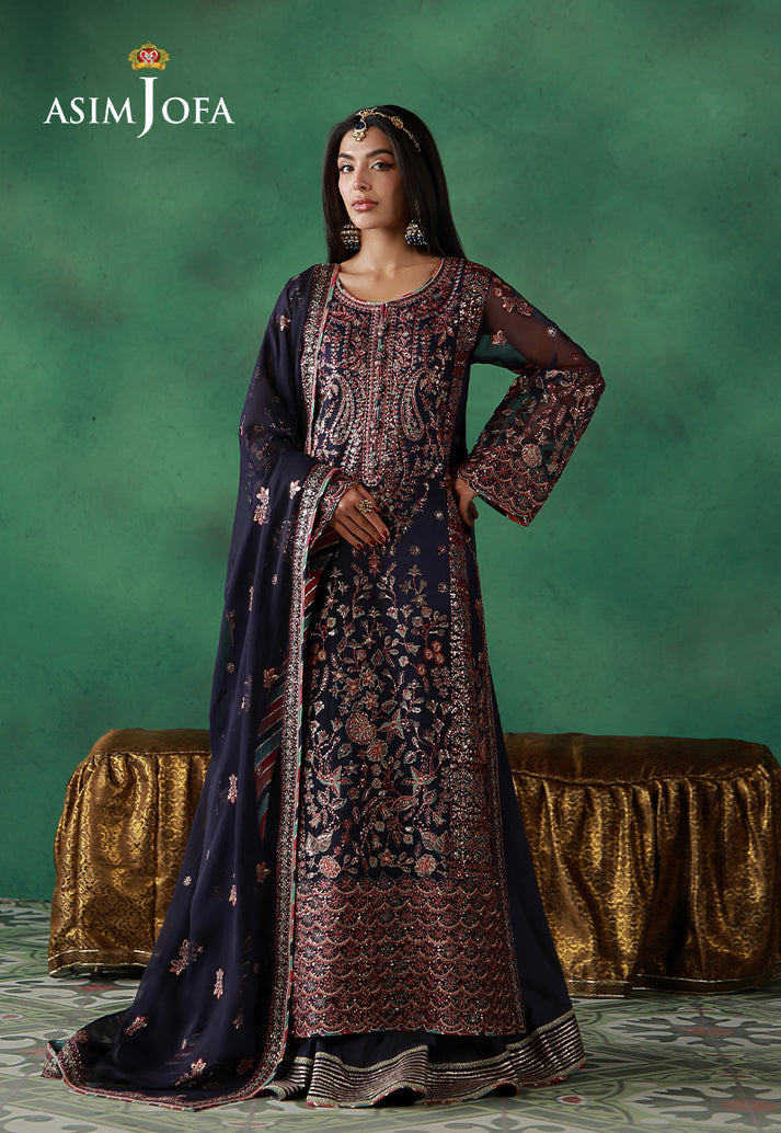 Asim Jofa 3 Piece Custom Stitched Suit - Blue - LB31660