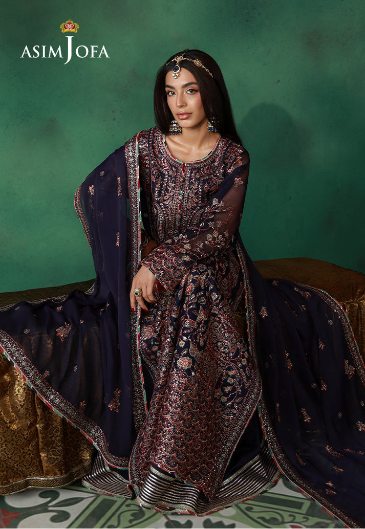 Asim Jofa 3 Piece Custom Stitched Suit - Blue - LB31660