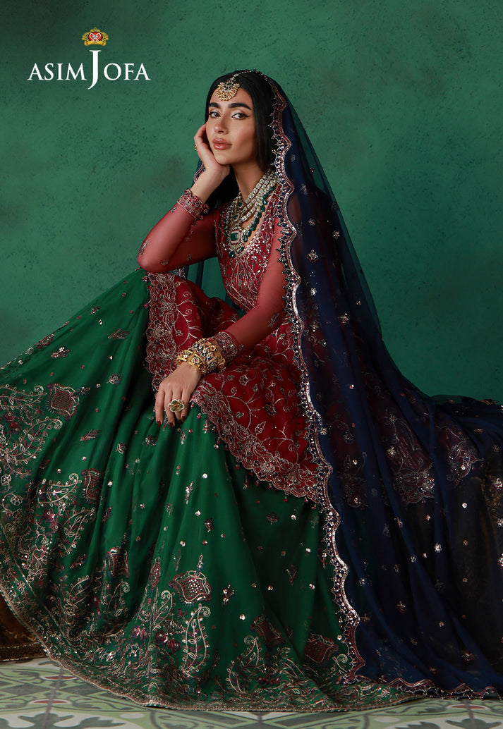 Asim Jofa 3 Piece Custom Stitched Suit - Magenta - LB31665