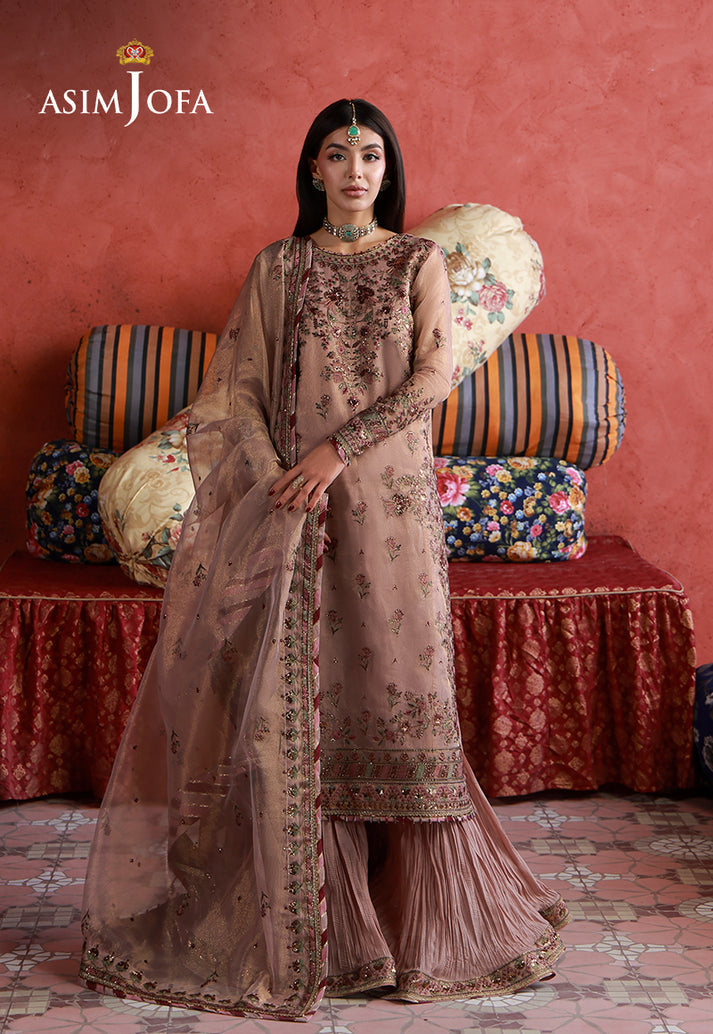 Asim Jofa 3 Piece Custom Stitched Suit - Pink - LB31661