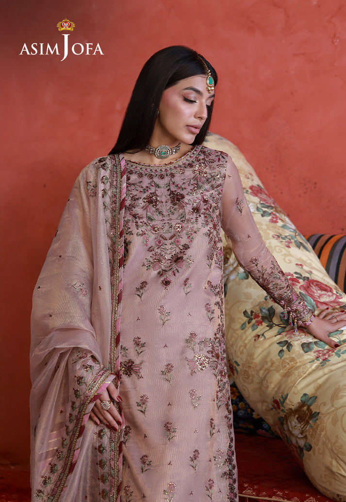 Asim Jofa 3 Piece Custom Stitched Suit - Pink - LB31661
