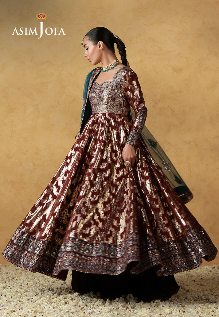 Asim Jofa 3 Piece Custom Stitched Suit - Maroon - LB31672