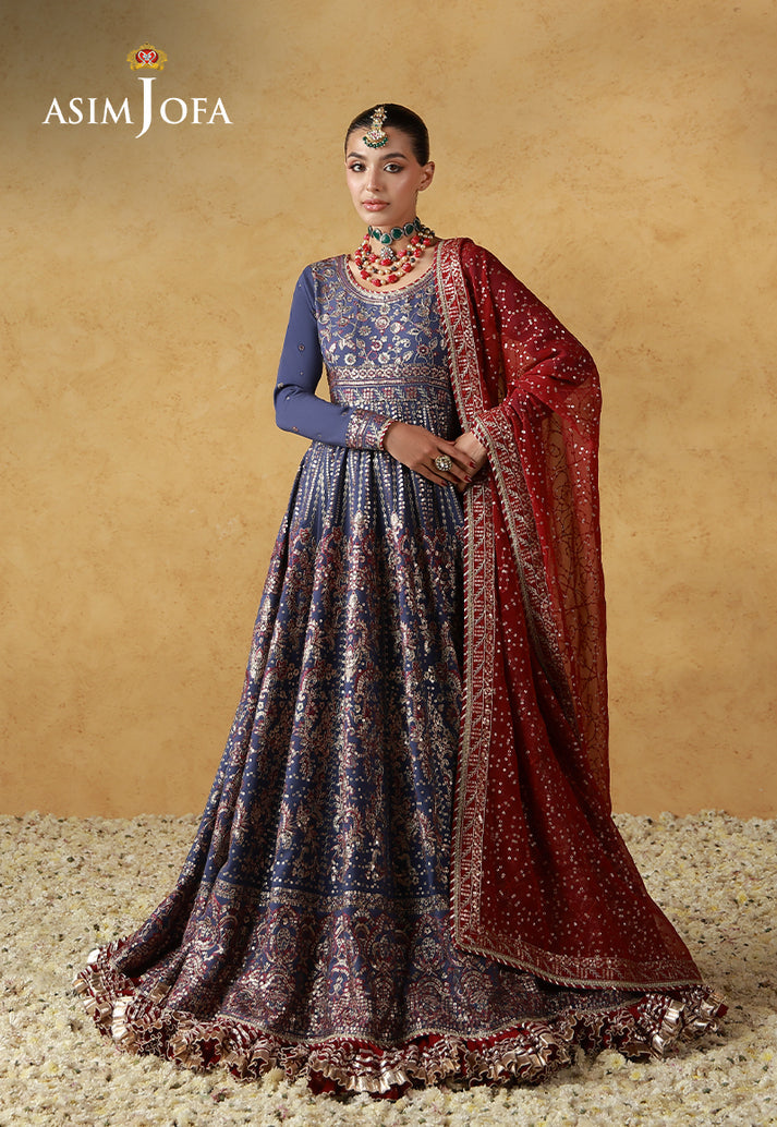 Asim Jofa 3 Piece Custom Stitched Suit - Indigo - LB31667