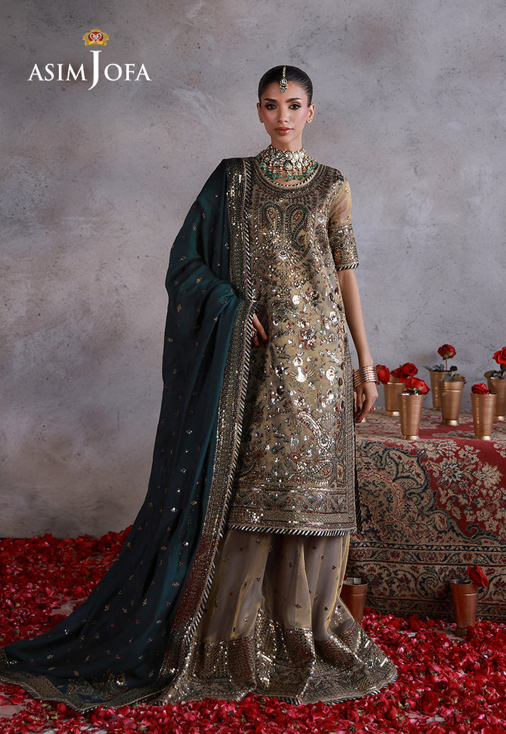 Asim Jofa 3 Piece Custom Stitched Suit - Gray - LB31673