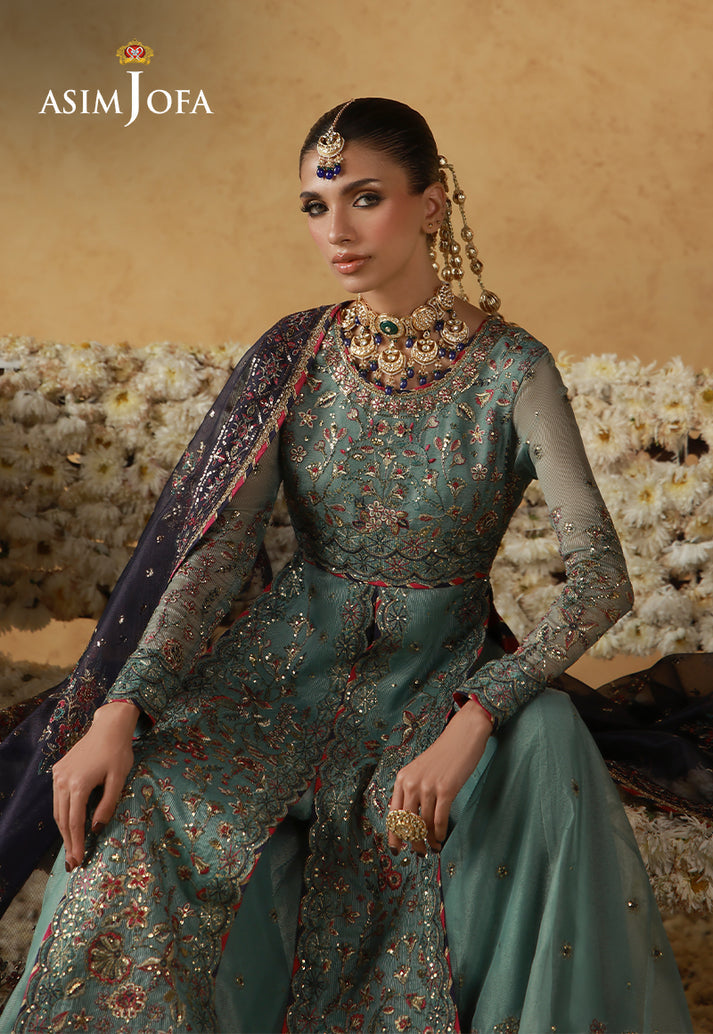 Asim Jofa 3 Piece Custom Stitched Suit - Mint - LB31666
