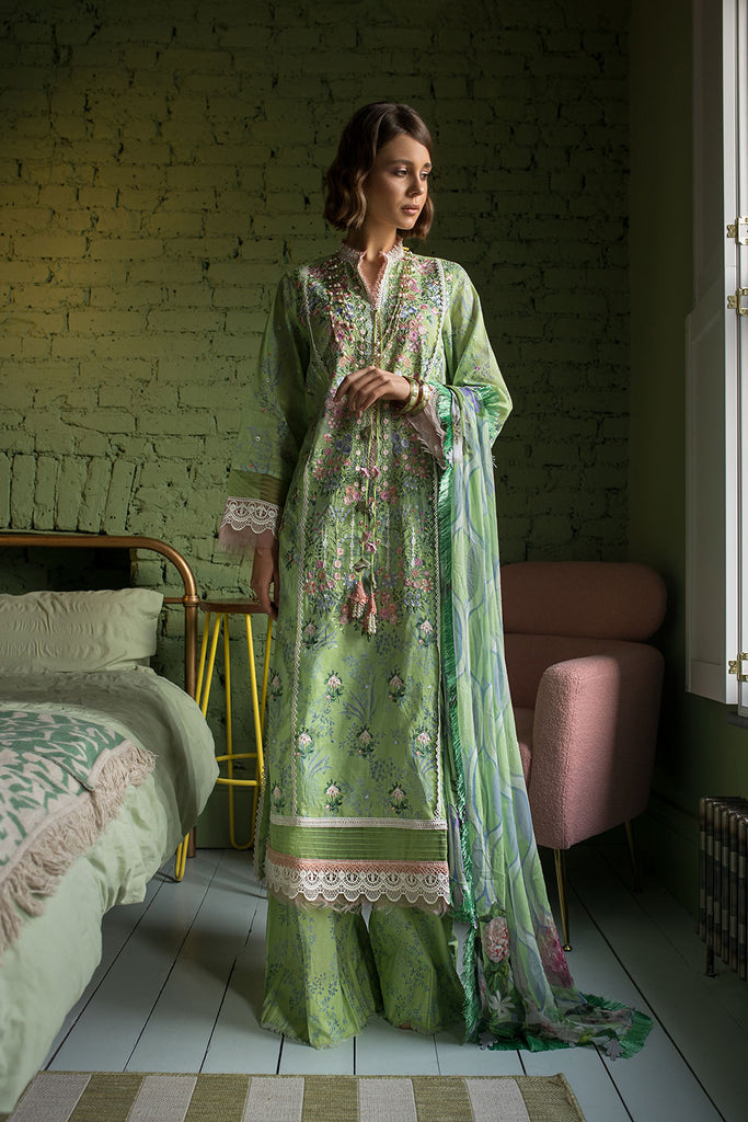 Sobia Nazir 3 Piece Custom Stitched Suit - Green - LB285769