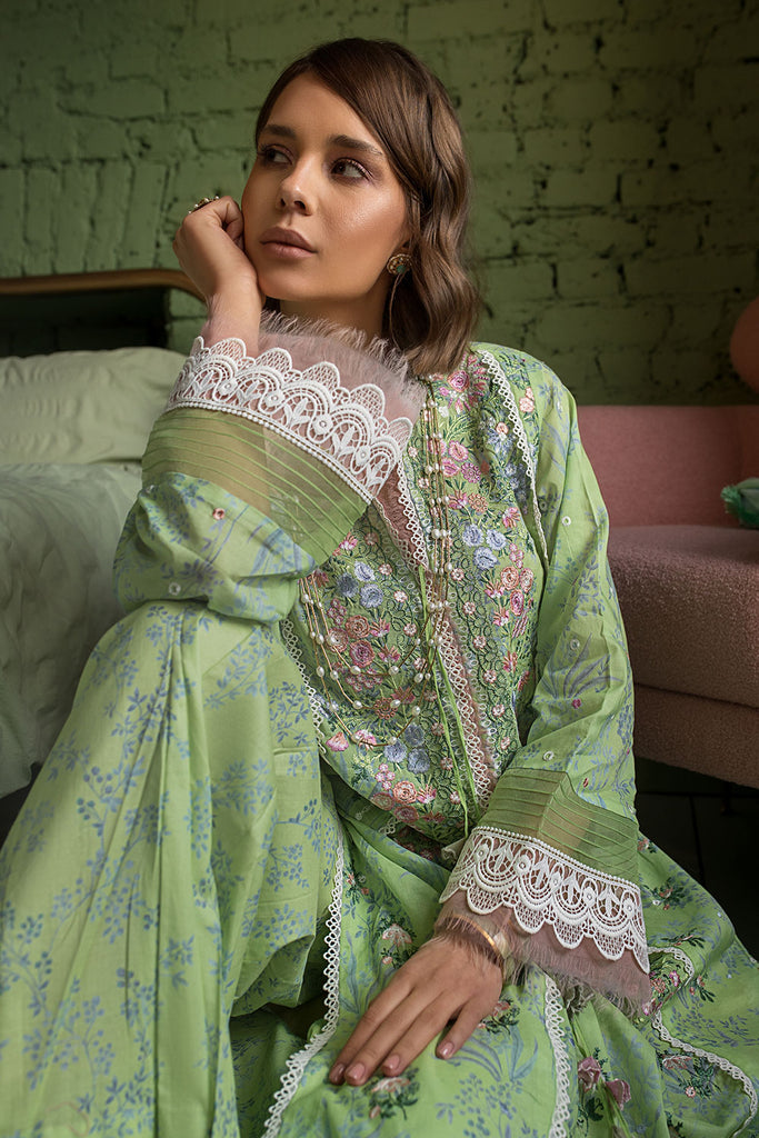 Sobia Nazir 3 Piece Custom Stitched Suit - Green - LB285769