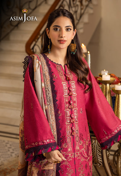 Asim Jofa 3 Piece Custom Stitched Suit - Pink - LB285087