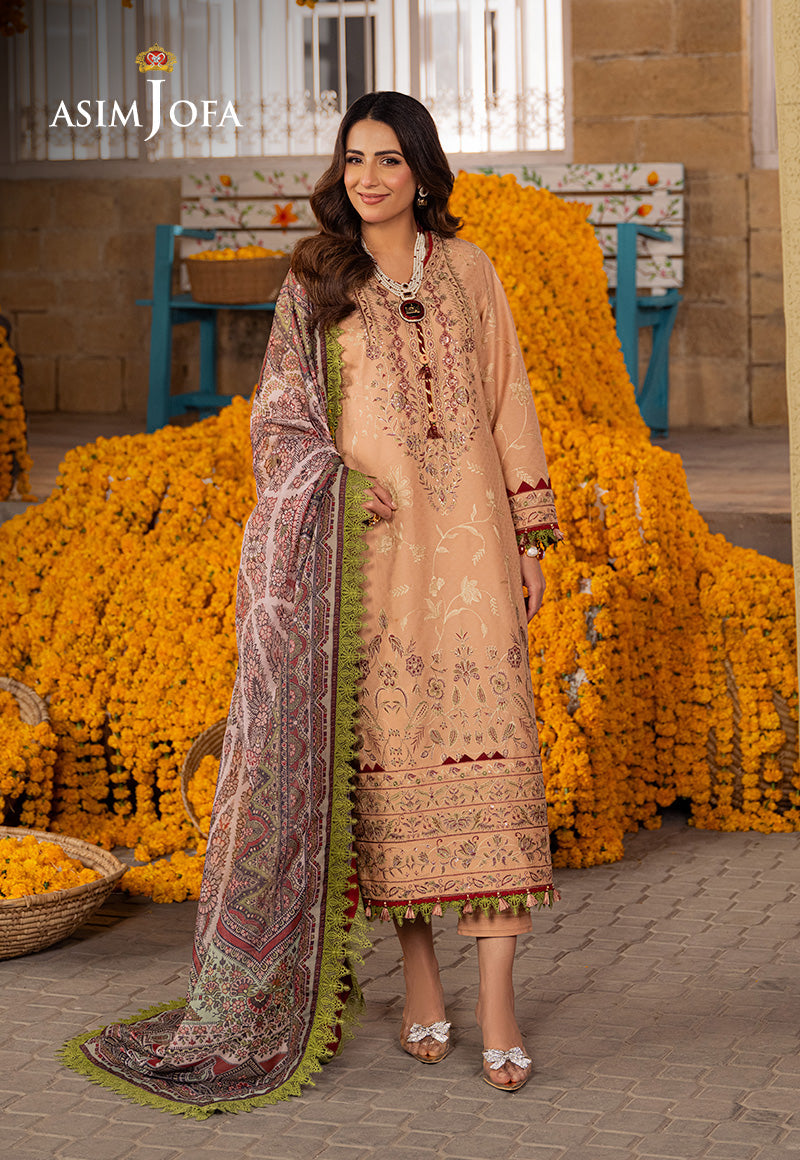 Asim Jofa 3 Piece Custom Stitched Suit - Pink - LB285877