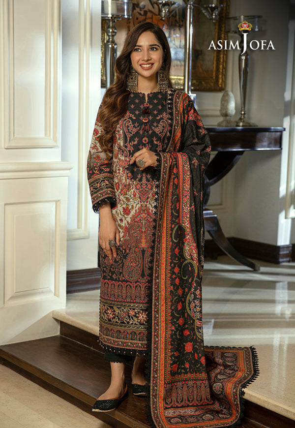 Asim Jofa 3 Piece Custom Stitched Suit - Black - LB285056