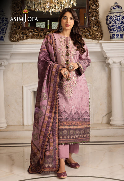 Asim Jofa 3 Piece Custom Stitched Suit - Purple - LB285062