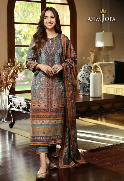 Asim Jofa 3 Piece Custom Stitched Suit - Blue - LB285089