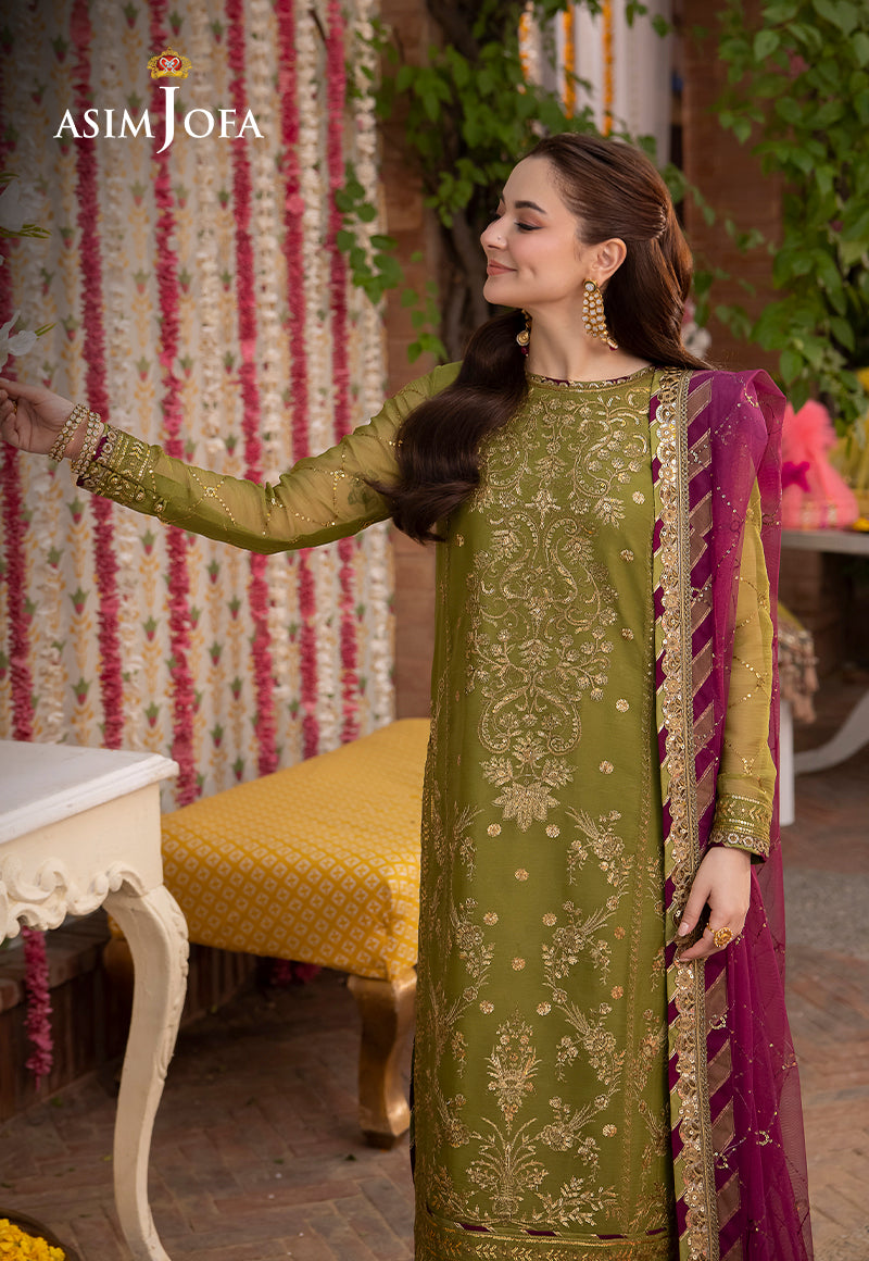 Asim Jofa 3 Piece Custom Stitched Suit - Green - LB287270